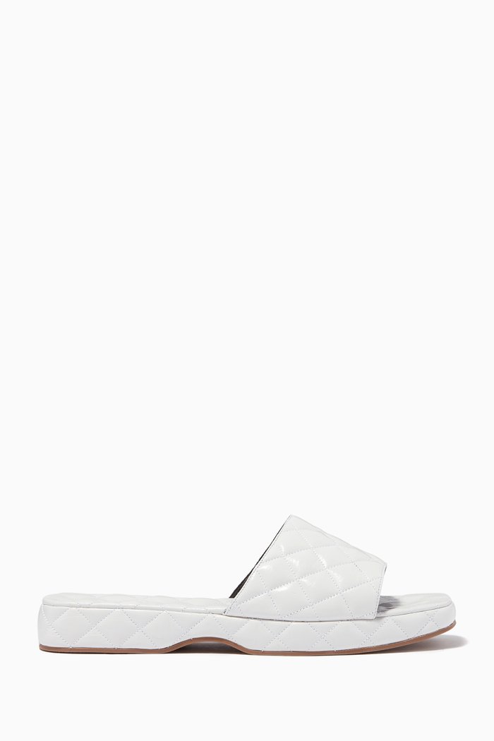 

Lilo Flat Slides in Gloss Leather, White