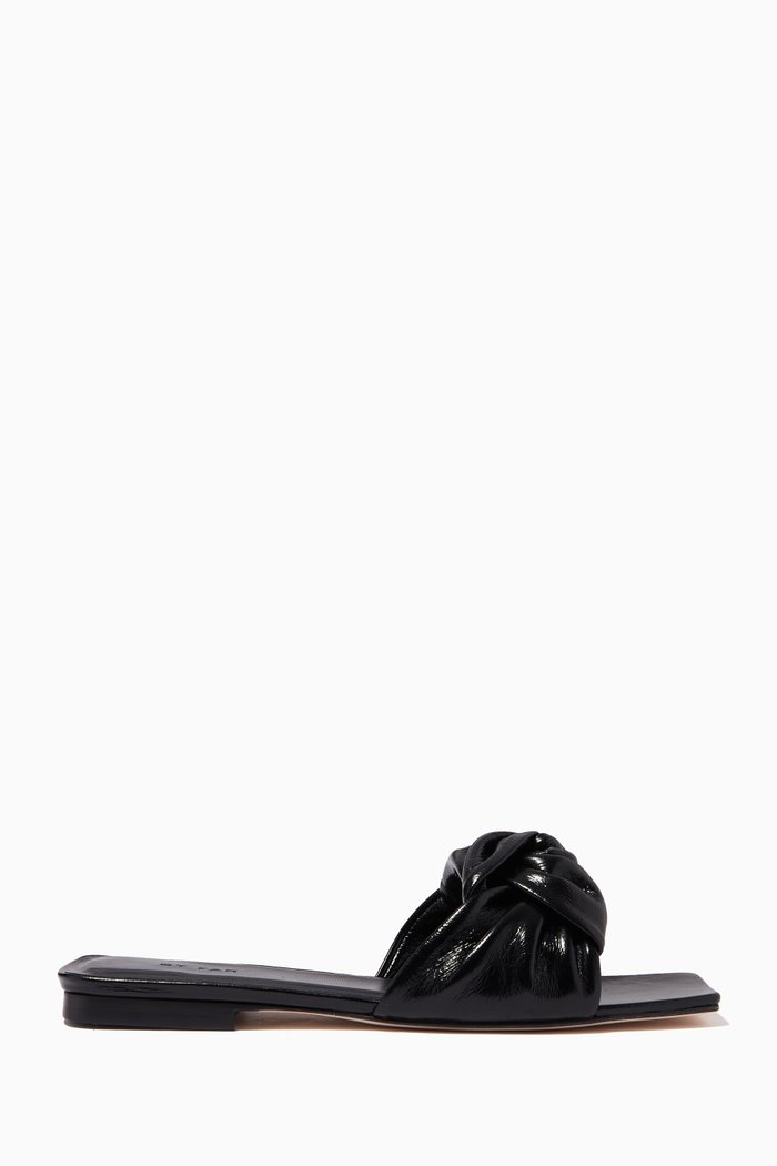 

Lima Flat Slides in Gloss Leather, Black