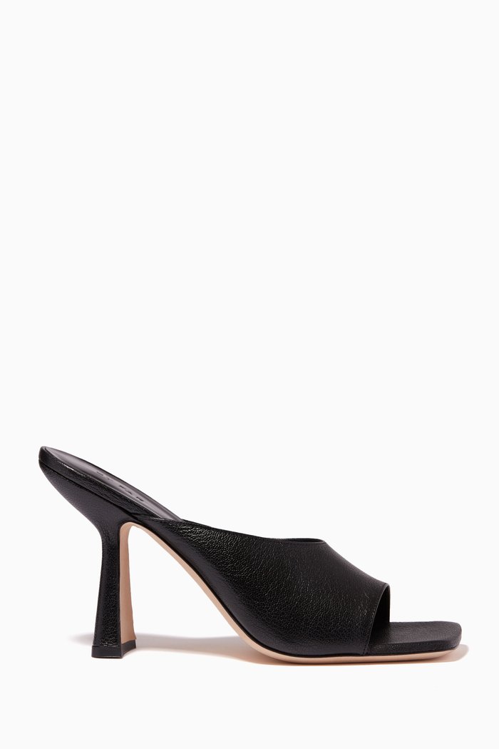 

Zaya Mules in Grained Leather, Black