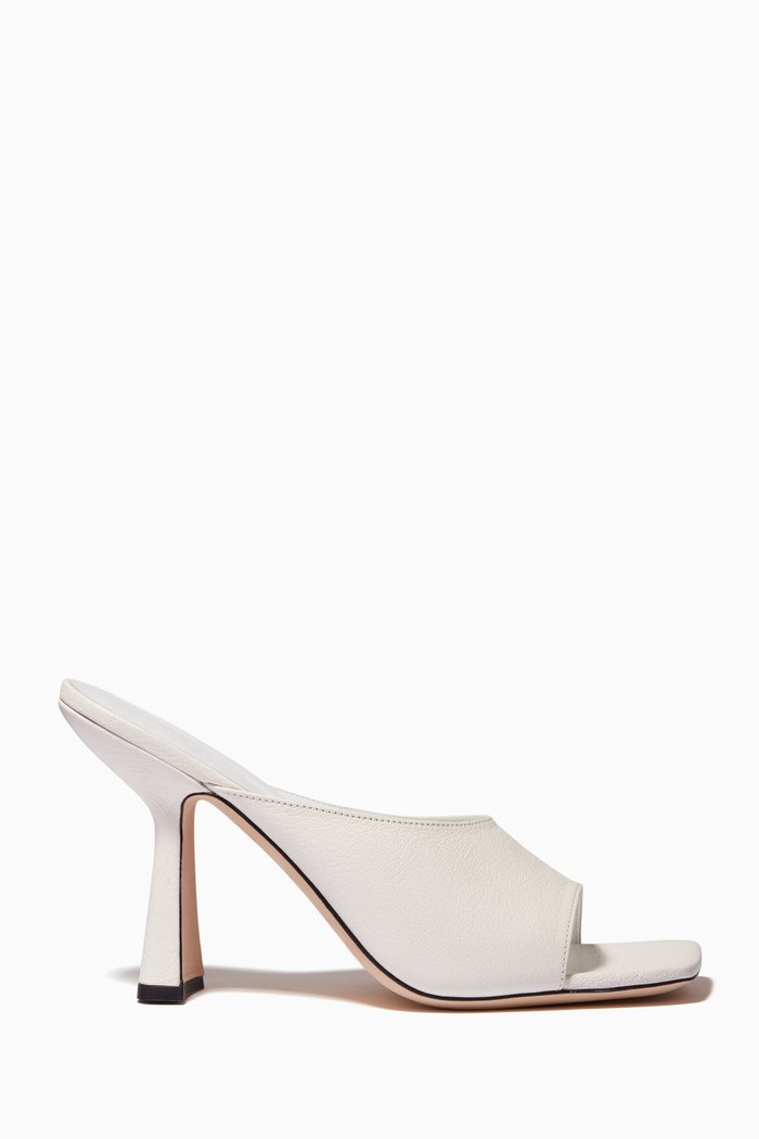 

Zaya Mules in Grained Leather, White