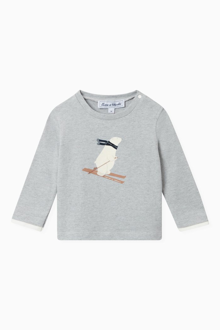 

Skiing Bear T-Shirt in Cotton, Blue