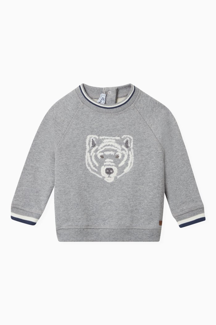 

Bear Detail Sweatshirt in Cotton, Blue