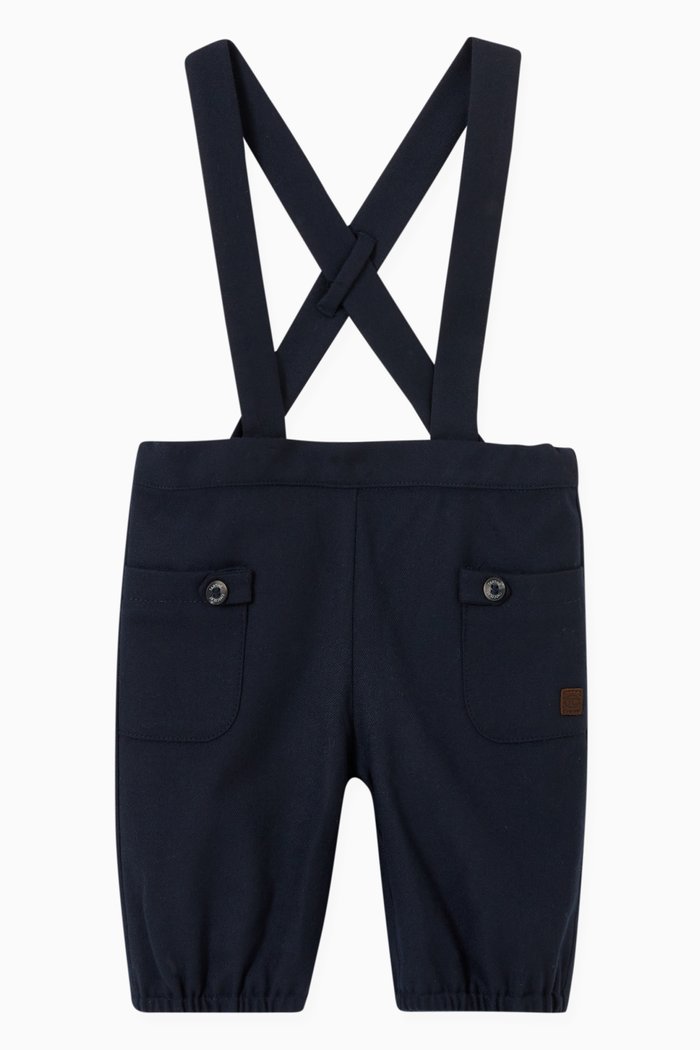 

Pants with Suspenders in Flannel, Blue