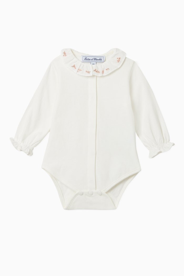 

Embroidered Detail Bodysuit in Cotton, Neutral