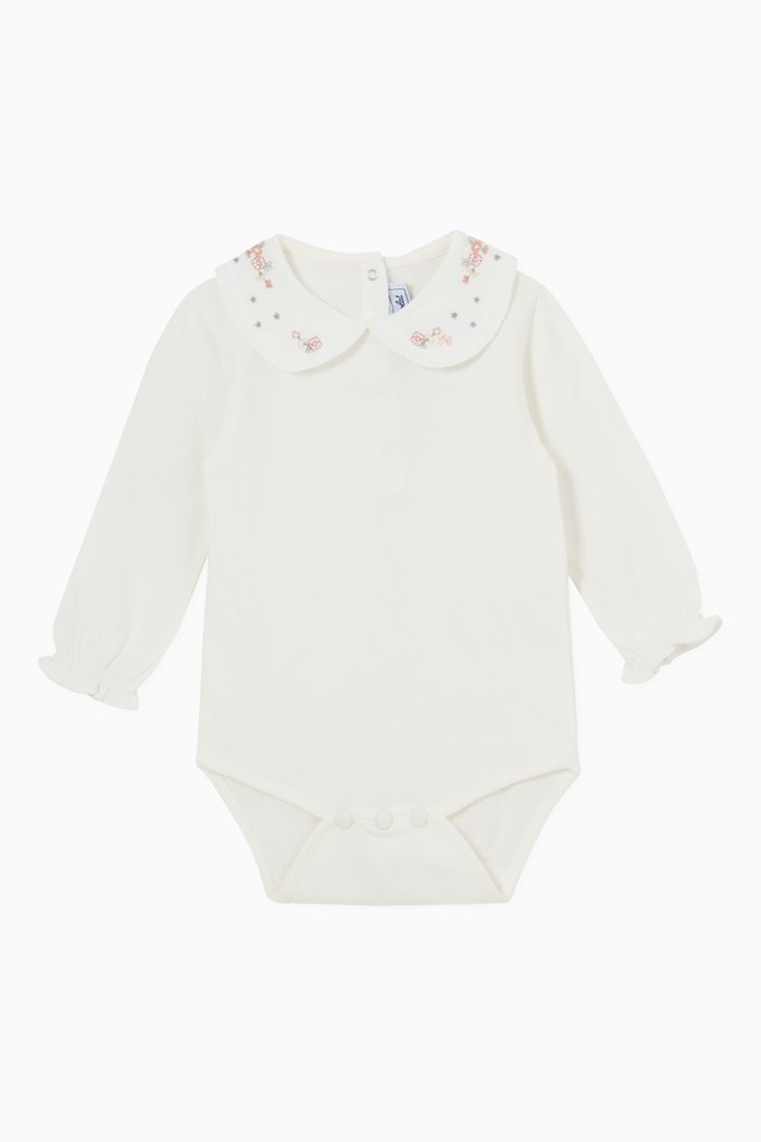 

Embroidered Collar Bodysuit in Jersey, Neutral