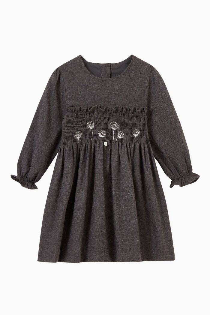 

Floral Smock Dress, Grey