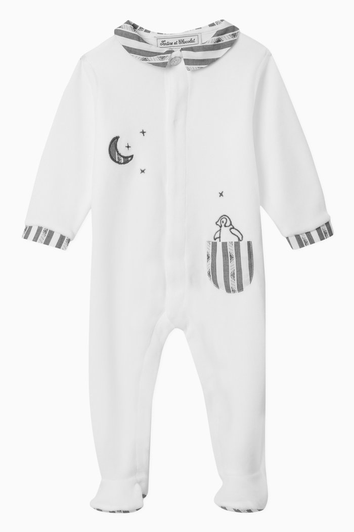 

Moon & Penguin Embroidered Pyjama, Grey