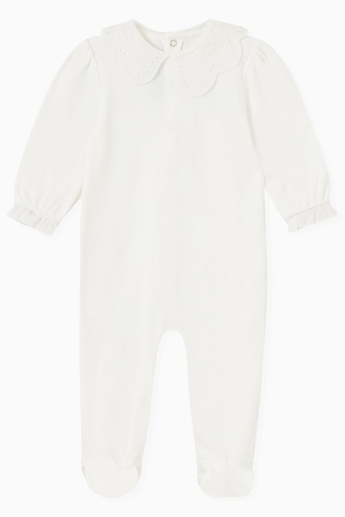 Lace Collar Pyjama in Cotton, Neutral