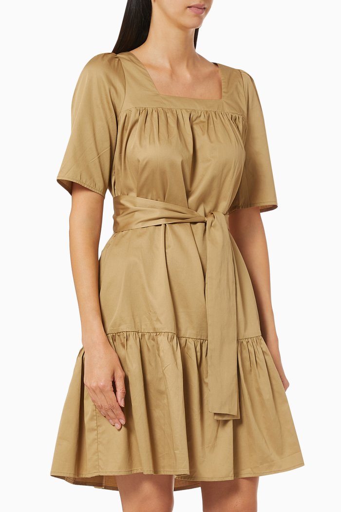 

Puff Shoulder Dress in Organic Cotton, Green