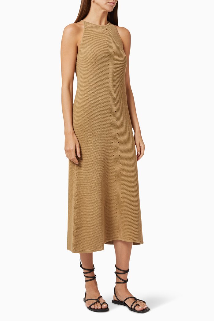 Maxi Knit Dress in Cotton, Brown