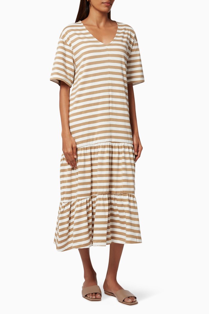 

Striped Midi Dress in Organic Cotton, Multicolour