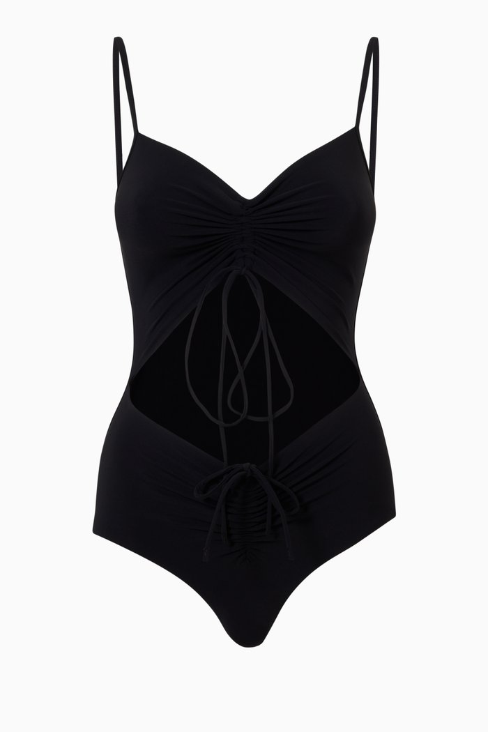 

Ruched Disconnect Swimsuit, Black