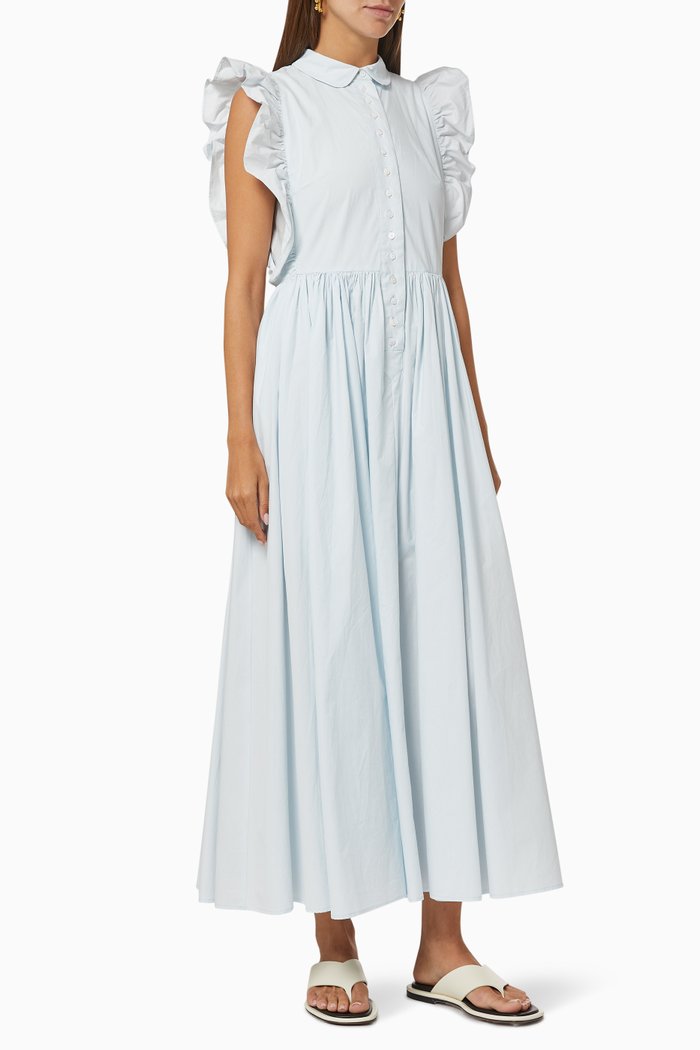 

Willow Midi Dress in Organic Cotton, Blue