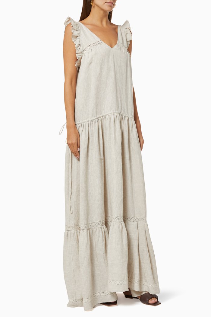 

Gracie Maxi Dress in Linen, Neutral