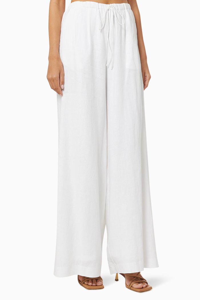 

Sophia Palazzo Pant in Linen, White