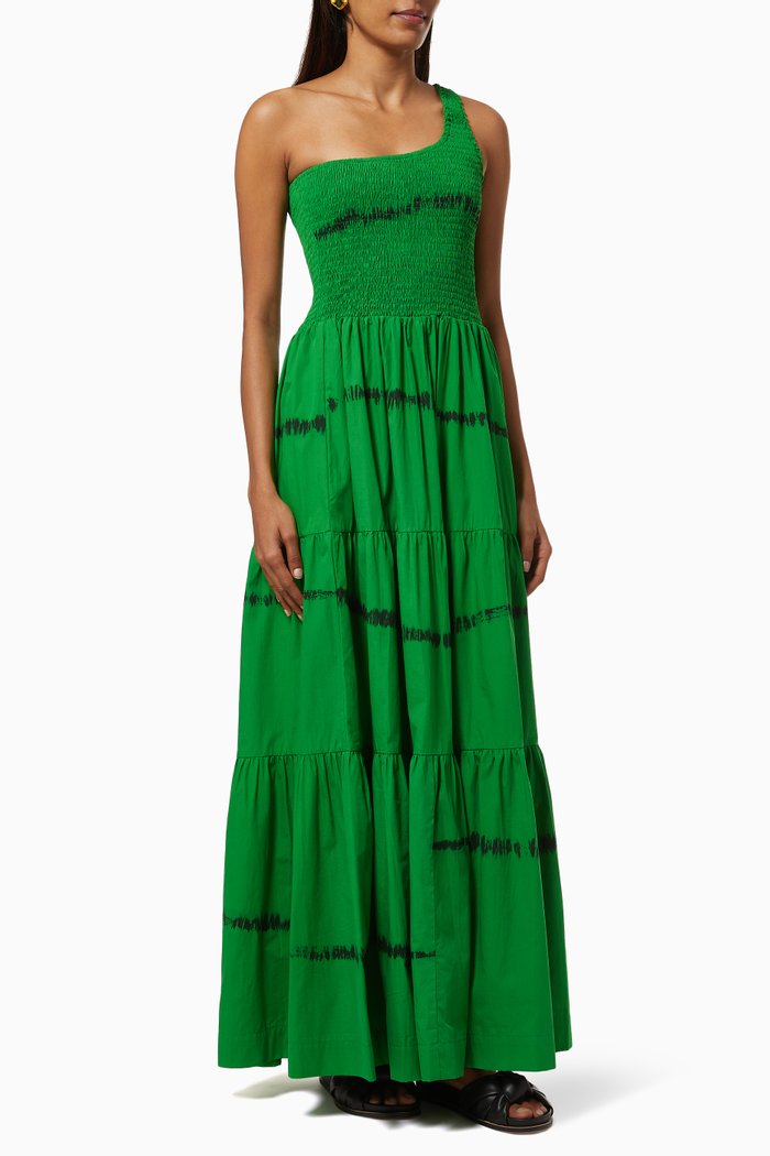 

Asymmetrical Dress in Sustainable Cotton, Green