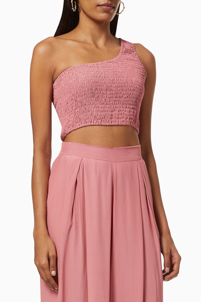 

Asymmetric Crop Top in Sustainable Rayon, Pink
