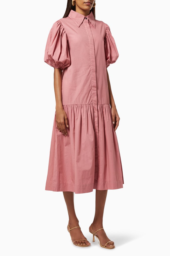 

Shirt Dress in Sustainable Cotton, Pink