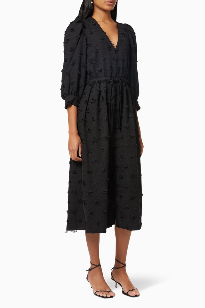 

Rika Textured Midi Dress in Crepe, Black