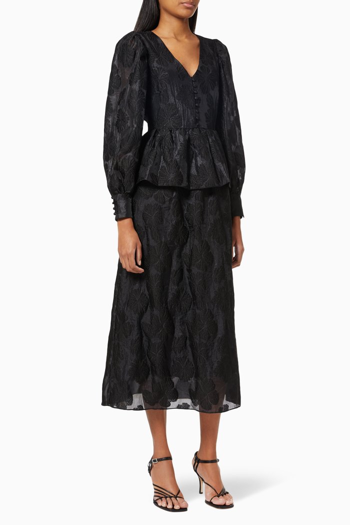 Romi Midi Dress in Organza, Black