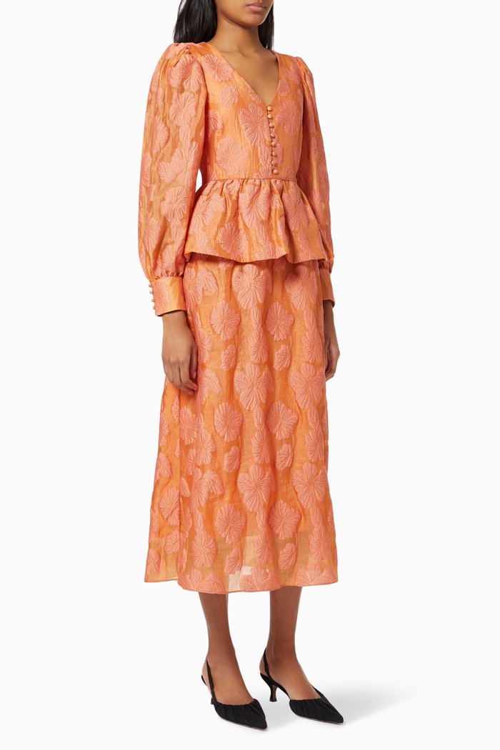 

Romi Midi Dress in Crepe, Orange