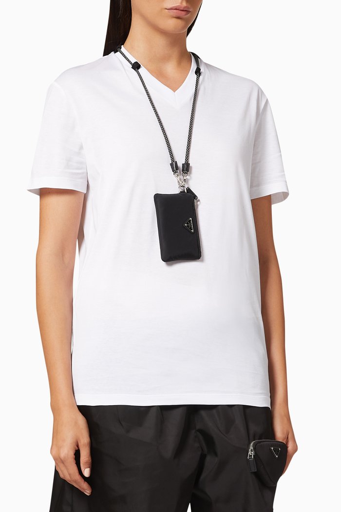 

T-shirt with Re-Nylon Gabardine Zip Pouch in Cotton Jersey, White