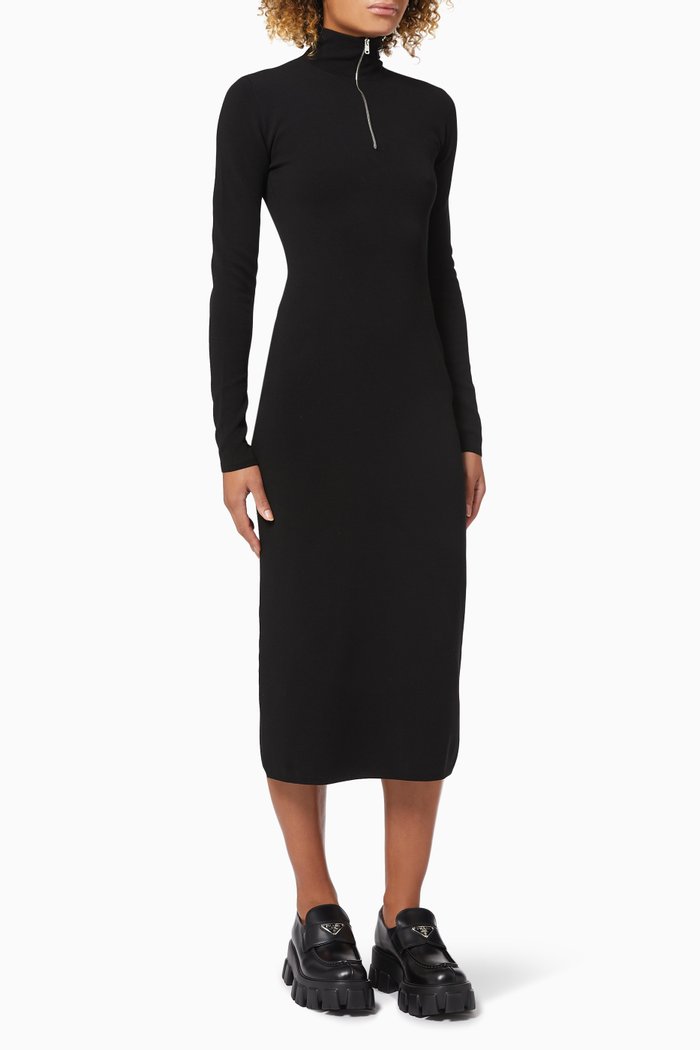 

Turtleneck Dress in Viscose, Black