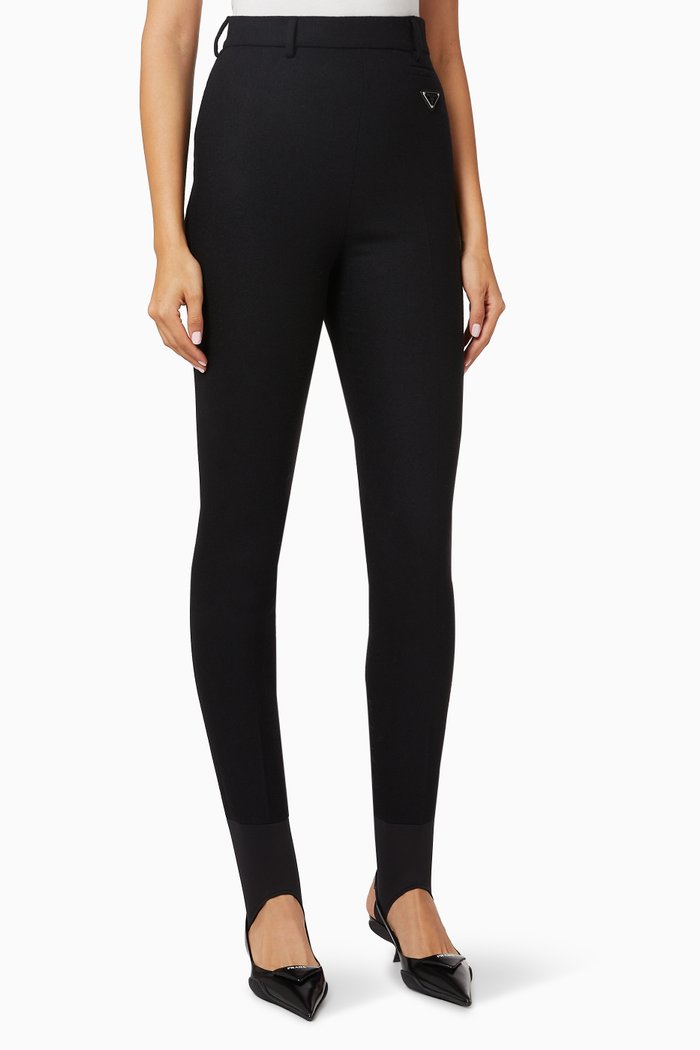 

Triangle Logo Slim Pants in Stretch Flannel, Black