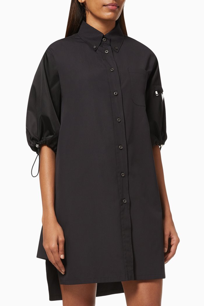 

Shirt Dress in Poplin & Re-Nylon Gabardine, Black