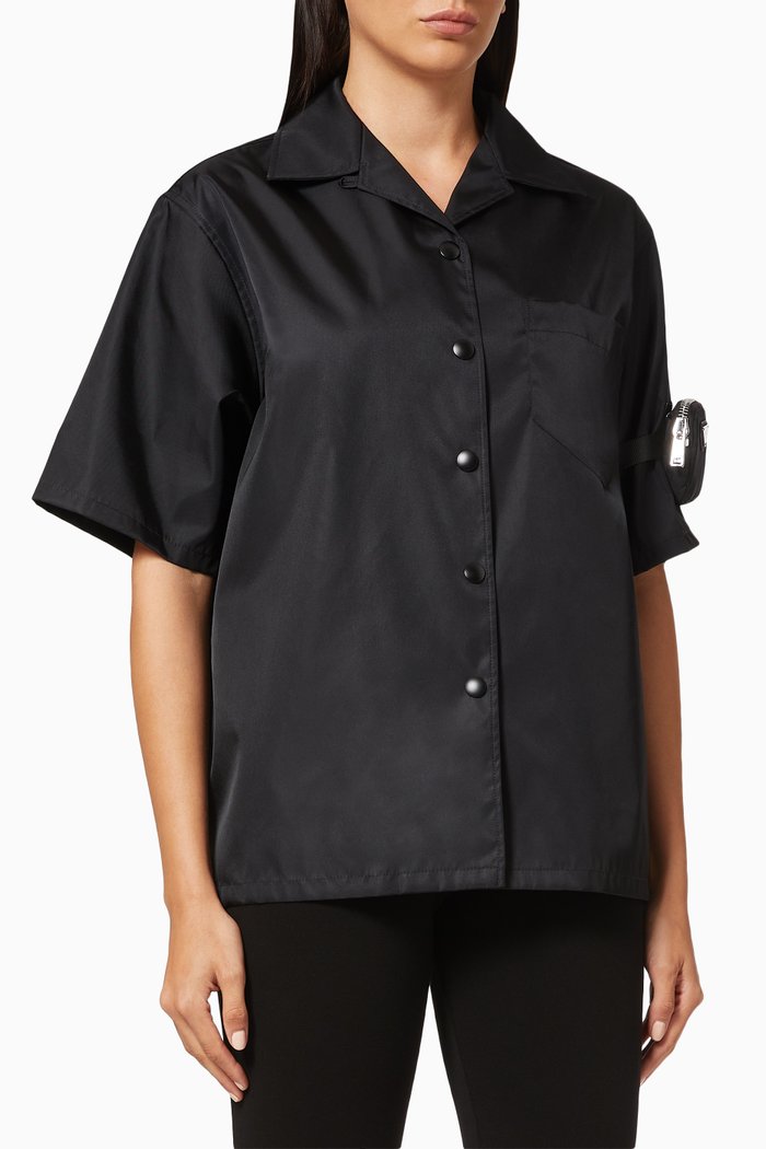 Shirt with Zip Pouch in Re-Nylon Gabardine, Black
