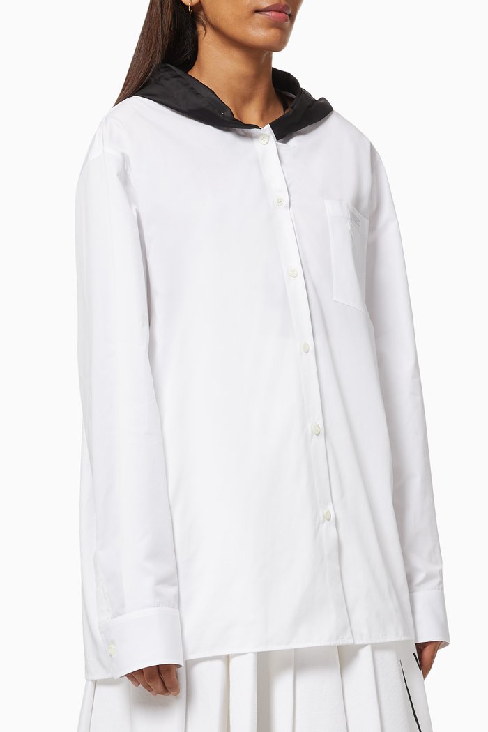 

Hooded Shirt in Poplin & Re-Nylon Gabardine, White