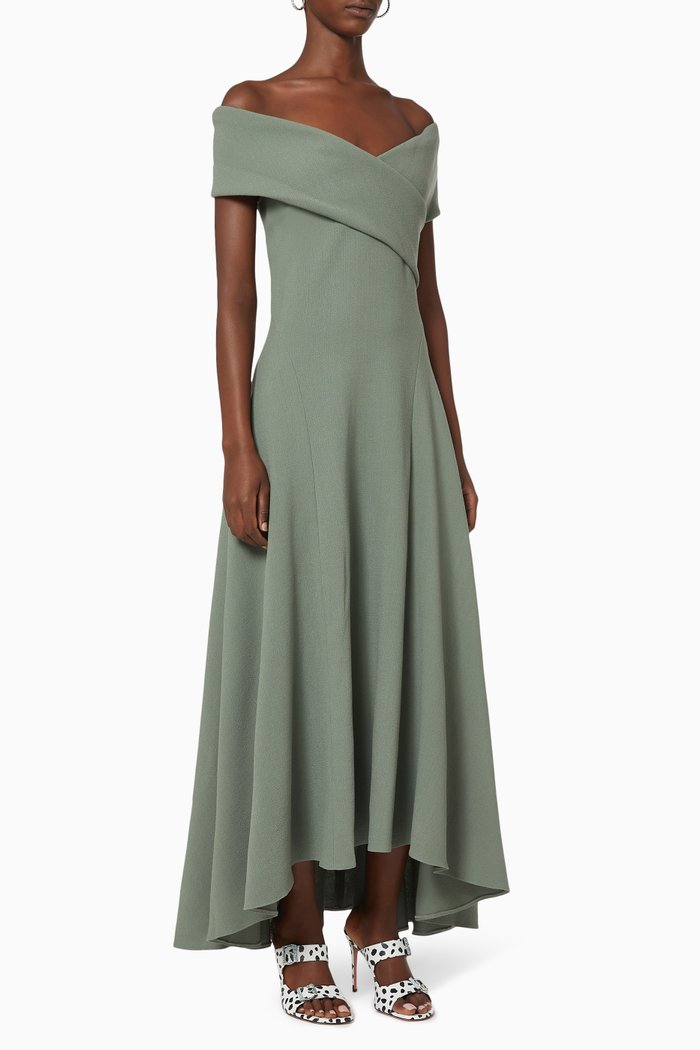 

Inconscience Discrète Dress in Wool Crêpe, Green
