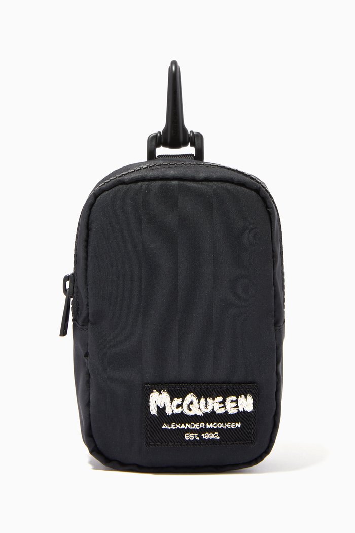 

McQueen Tag Mini Pouch in Polyfaille, Grey