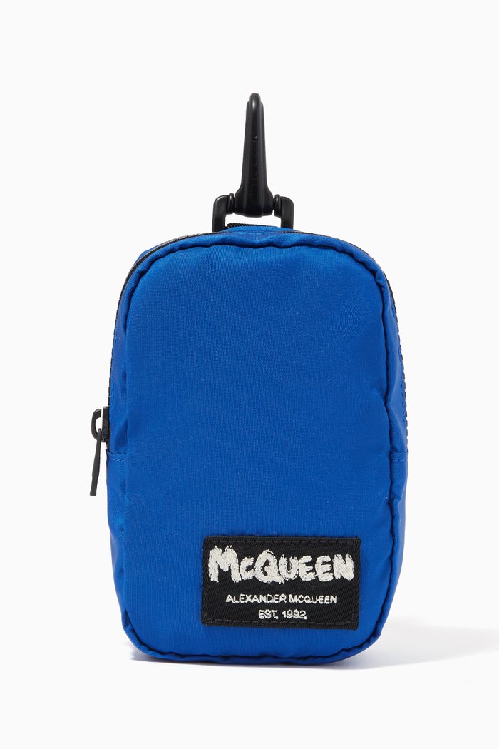 

McQueen Tag Mini Pouch in Polyfaille, Blue