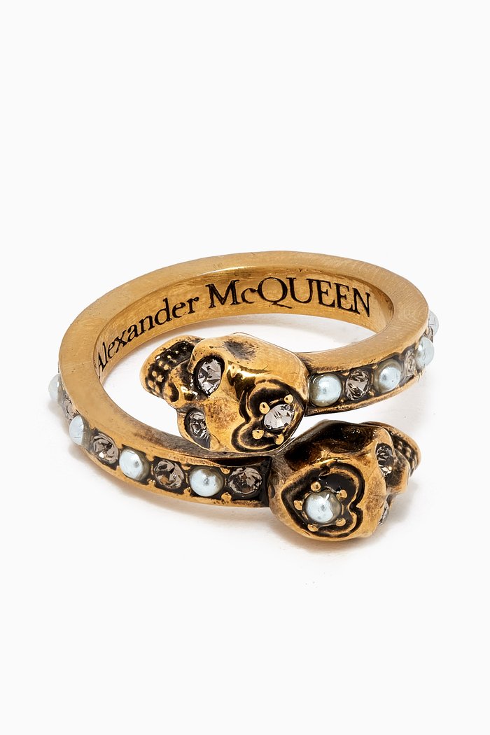 

Wrap-around Skull Ring in Brass, Yellow