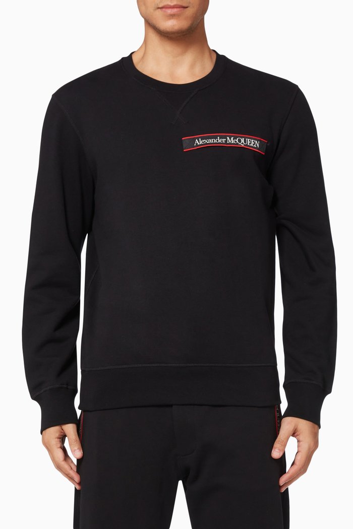 

Selvedge Logo Sweatshirt in Cotton Knit, Black