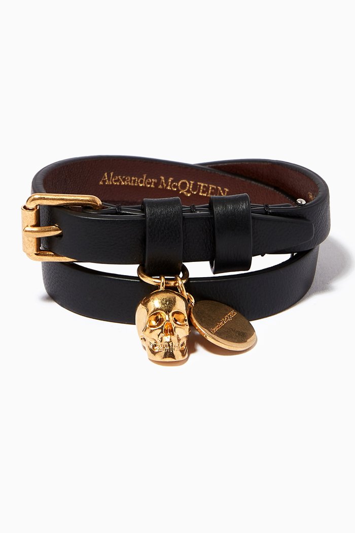 

Double Wrap Bracelet in Leather, Black