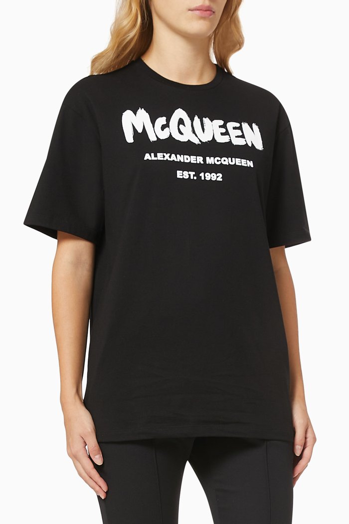 McQueen Graffiti T-shirt in Cotton Jersey, White