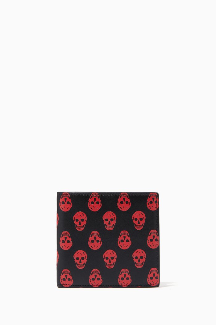 

Biker Skull Billfold Wallet in Leather, Red