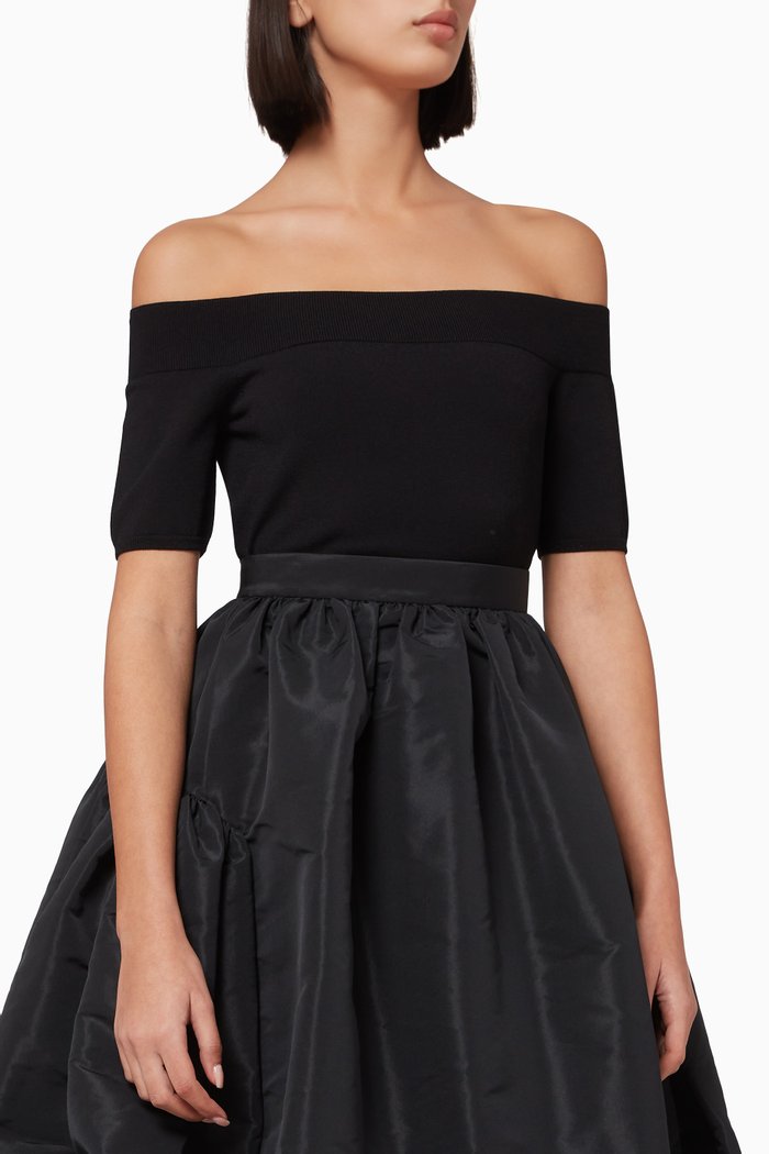 

Off-the-shoulder Top in Knit, Black