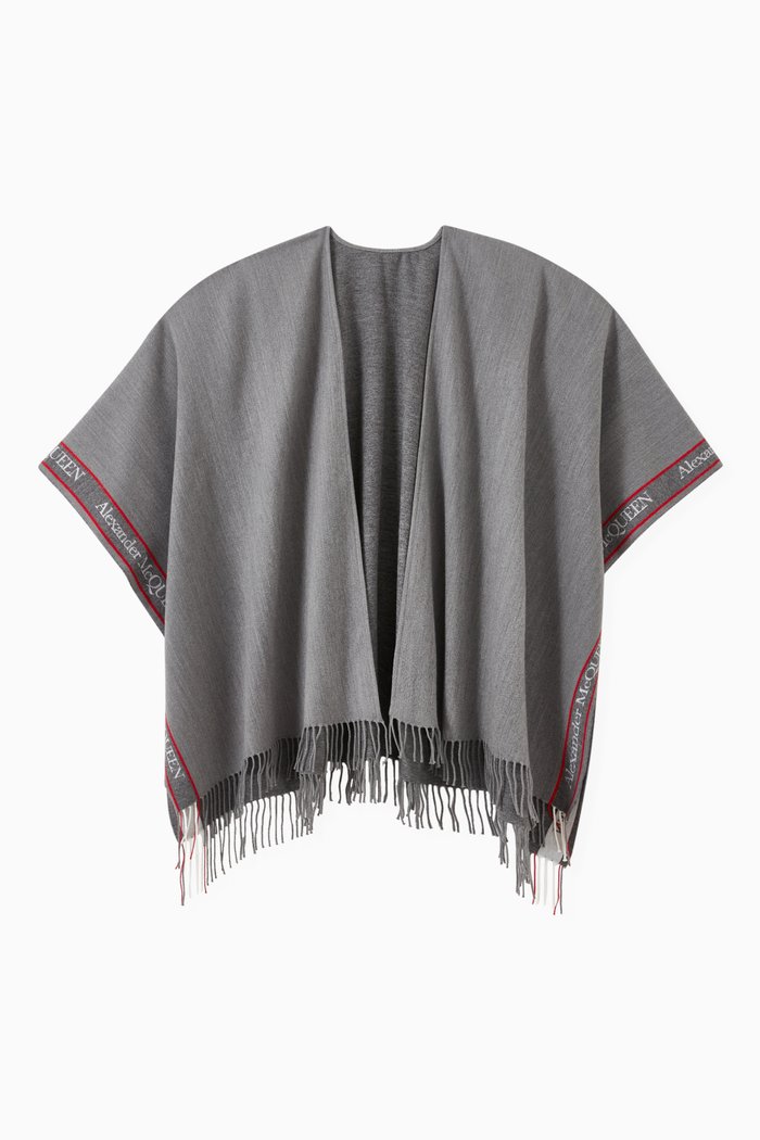 

Alexander McQueen Selvedge Cape in Wool Cashmere, Red