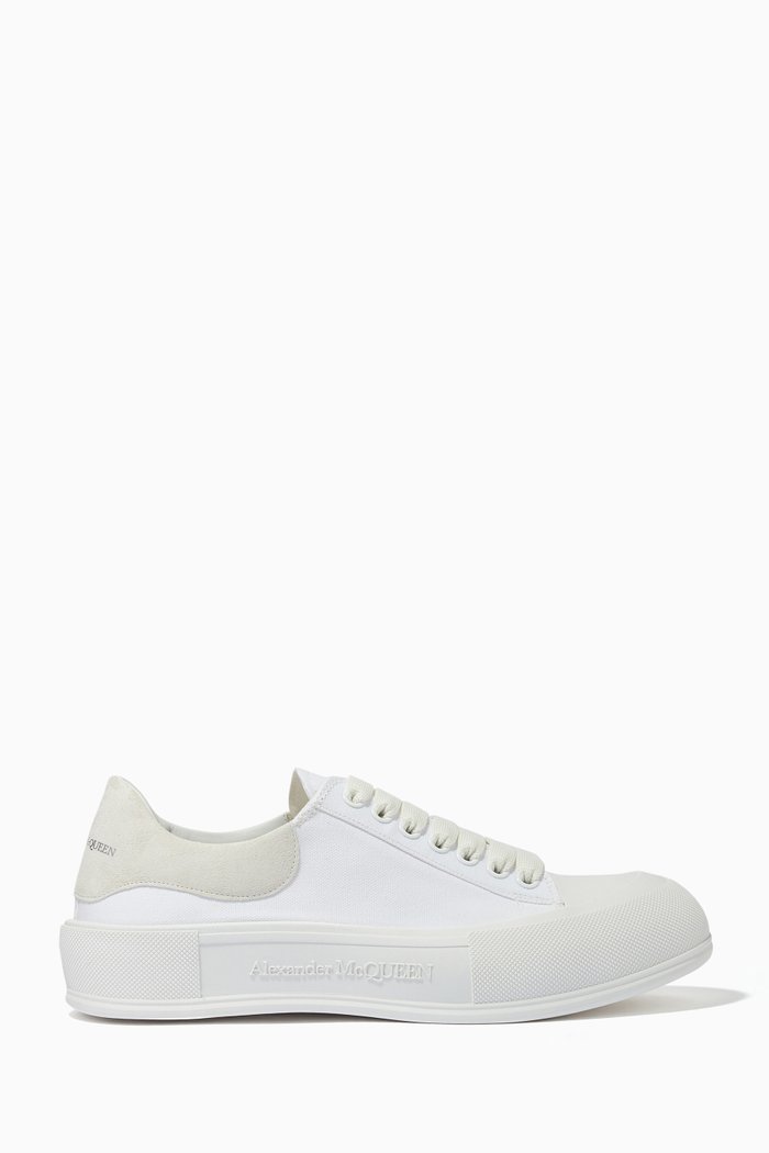 

Deck Lace Up Plimsolls in Canvas, White