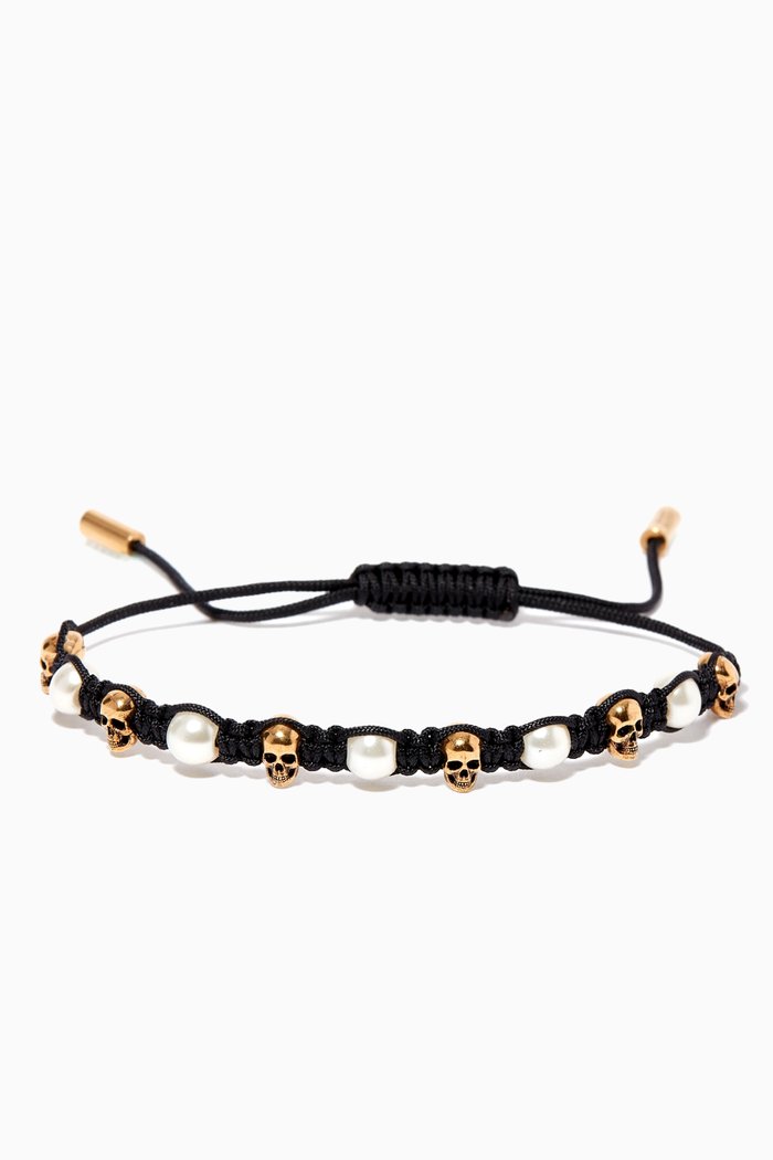 

Skull Pearly Friendship Bracelet, Black