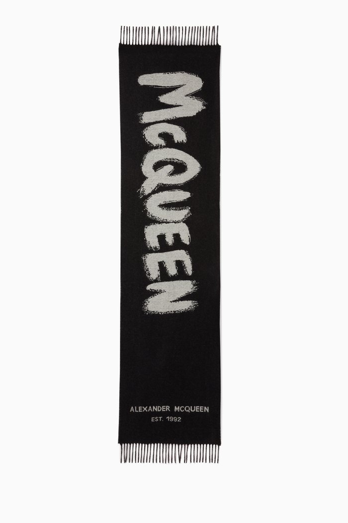 

McQueen Graffiti Stole in Wool, White