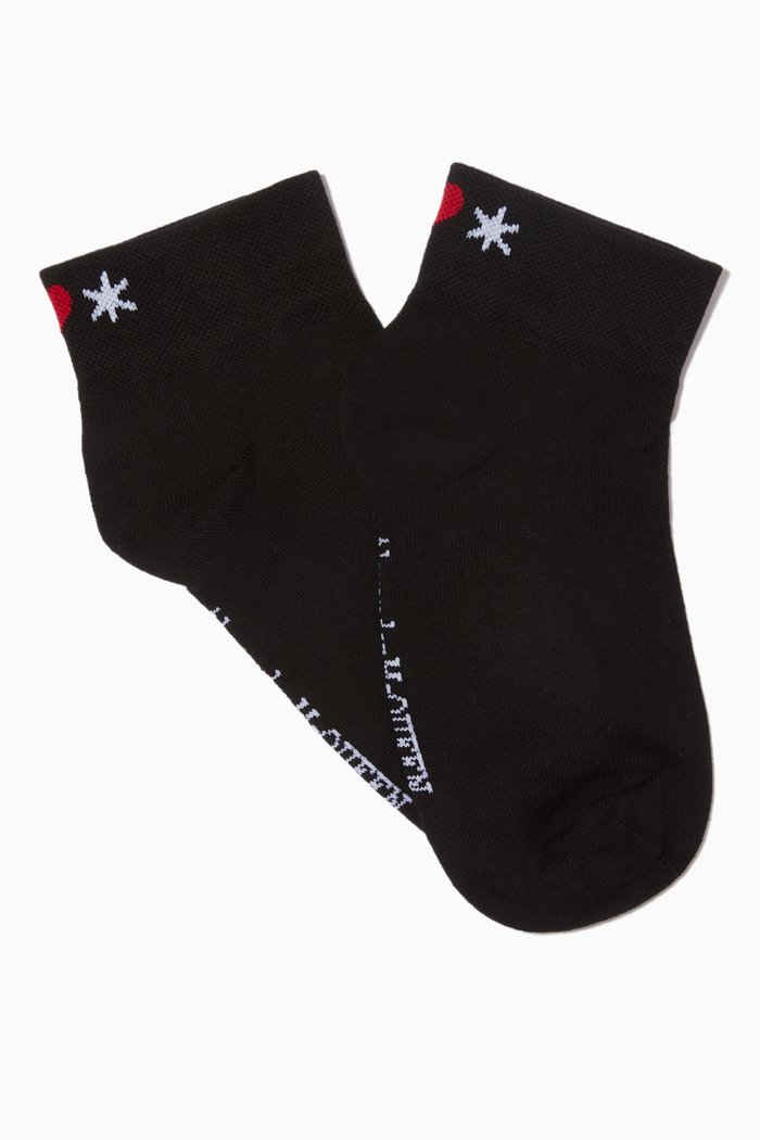 

Mystical Ankle Socks in Cotton Knit, Black