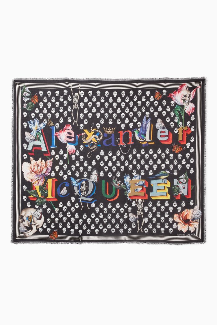 

Fun Font Biker Shawl in Modal, White