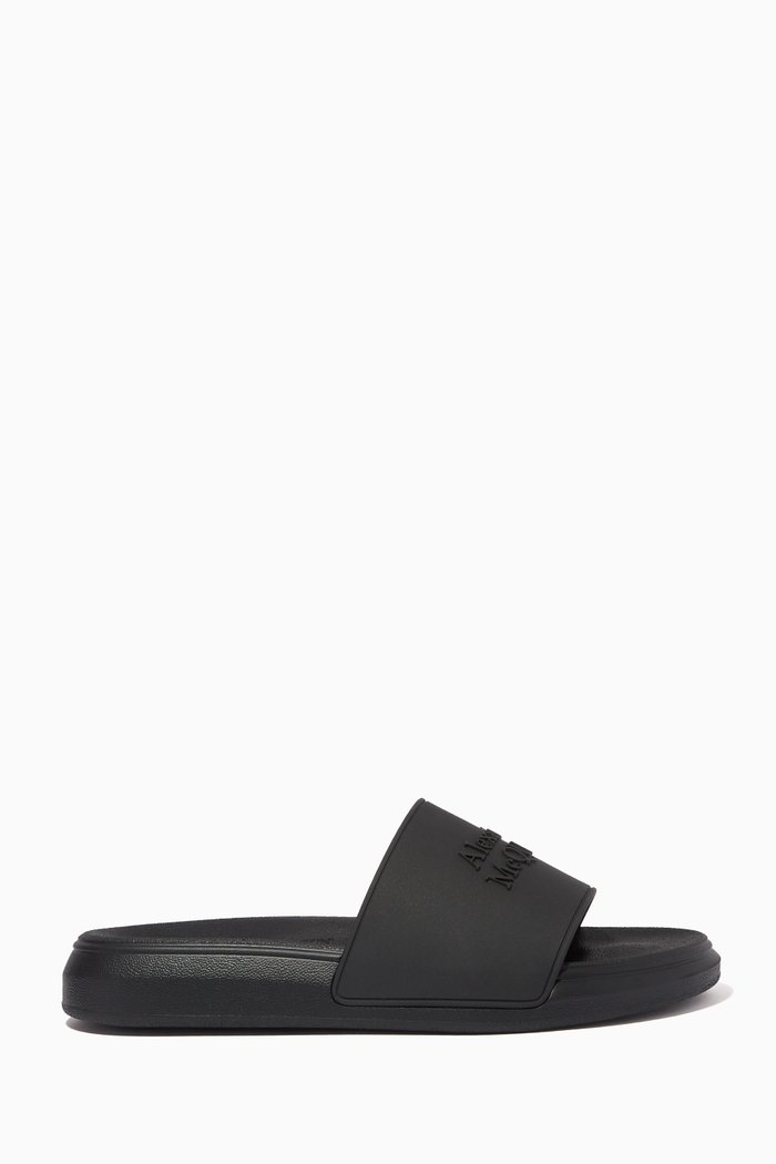 

Alexander McQueen Pool Slides in Rubber, Black