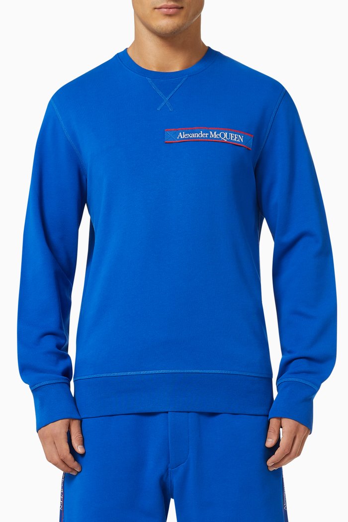

Selvedge Logo Tape Sweatshirt in Cotton Jersey, Brown