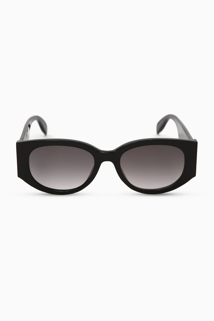 

McQueen Graffiti Oval Sunglasses, White