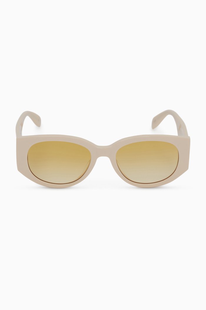 

McQueen Graffiti Oval Sunglasses, White